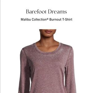NWOT Barefoot Dreams Malibu Collection Burnout Tee Size Large Deep Garnet